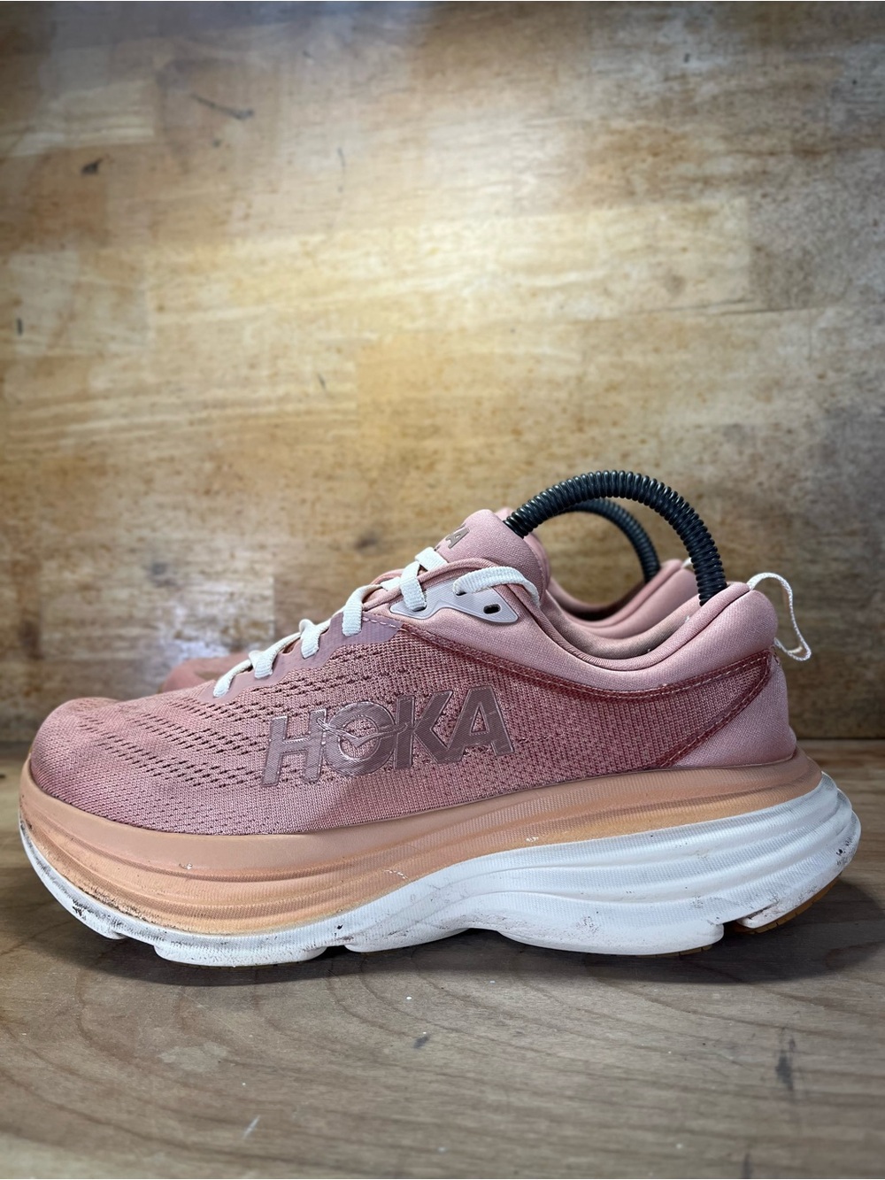 Hoka One One Bondi 8 Womens Size 7.5 Running Shoes Sneakers Sandstone Cream - Picture 4 of 12